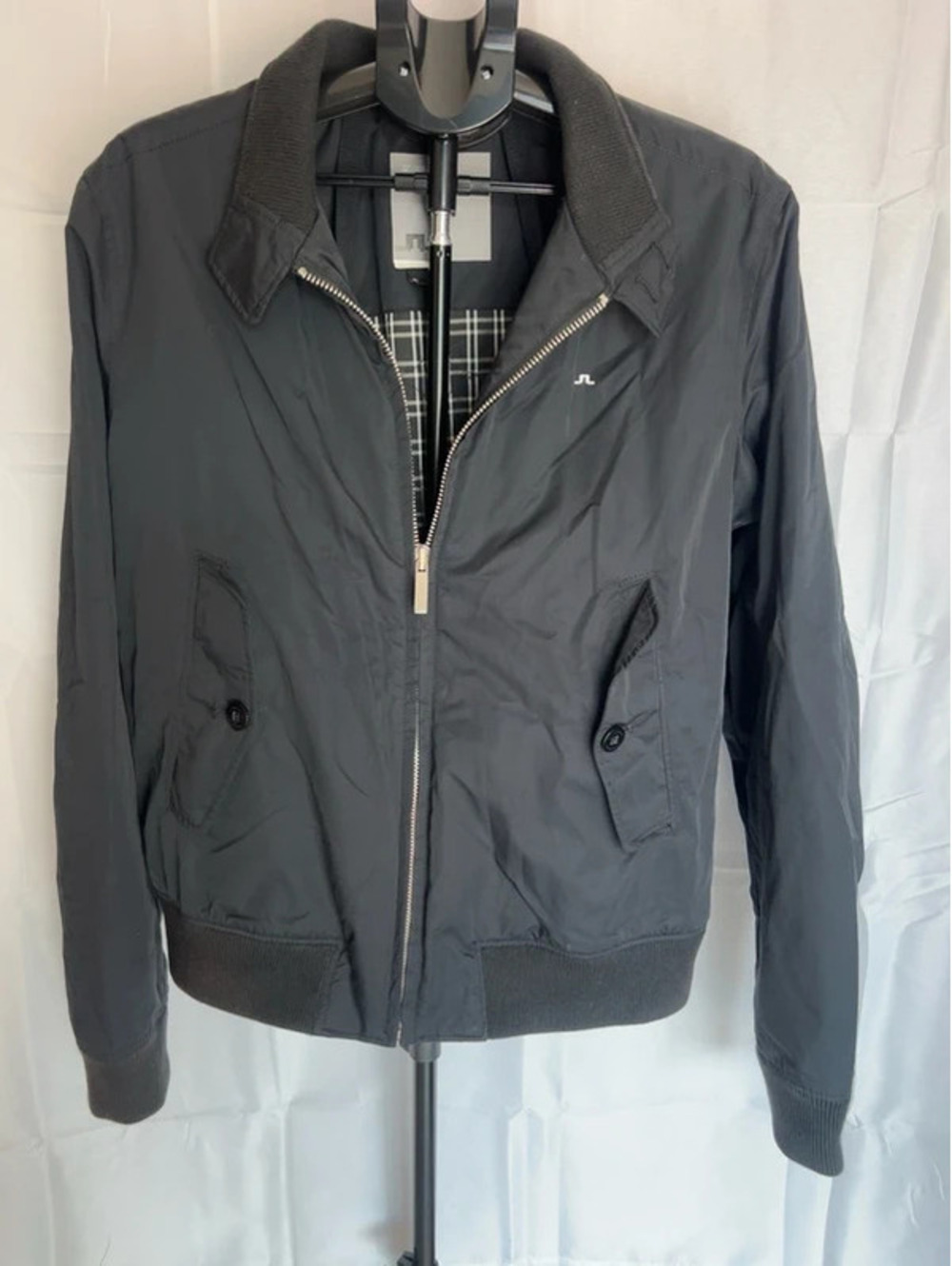 J.Lindeberg Men’s XL Black Lightweight Bomber Harrington Golf Jacket Full Zip
